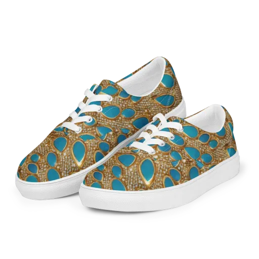 Aqua Gilded Mesh on a Men's Lace-Up Canvas Shoes