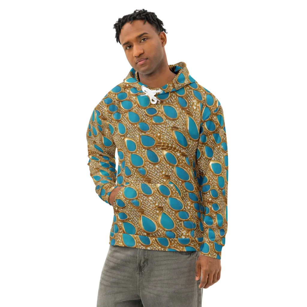 Aqua Gilded Mesh on Cotton Hoodie — Left Front