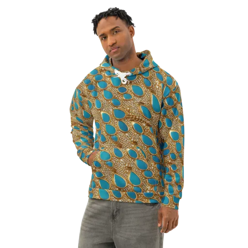 Aqua Gilded Mesh on a Cotton Hoodie