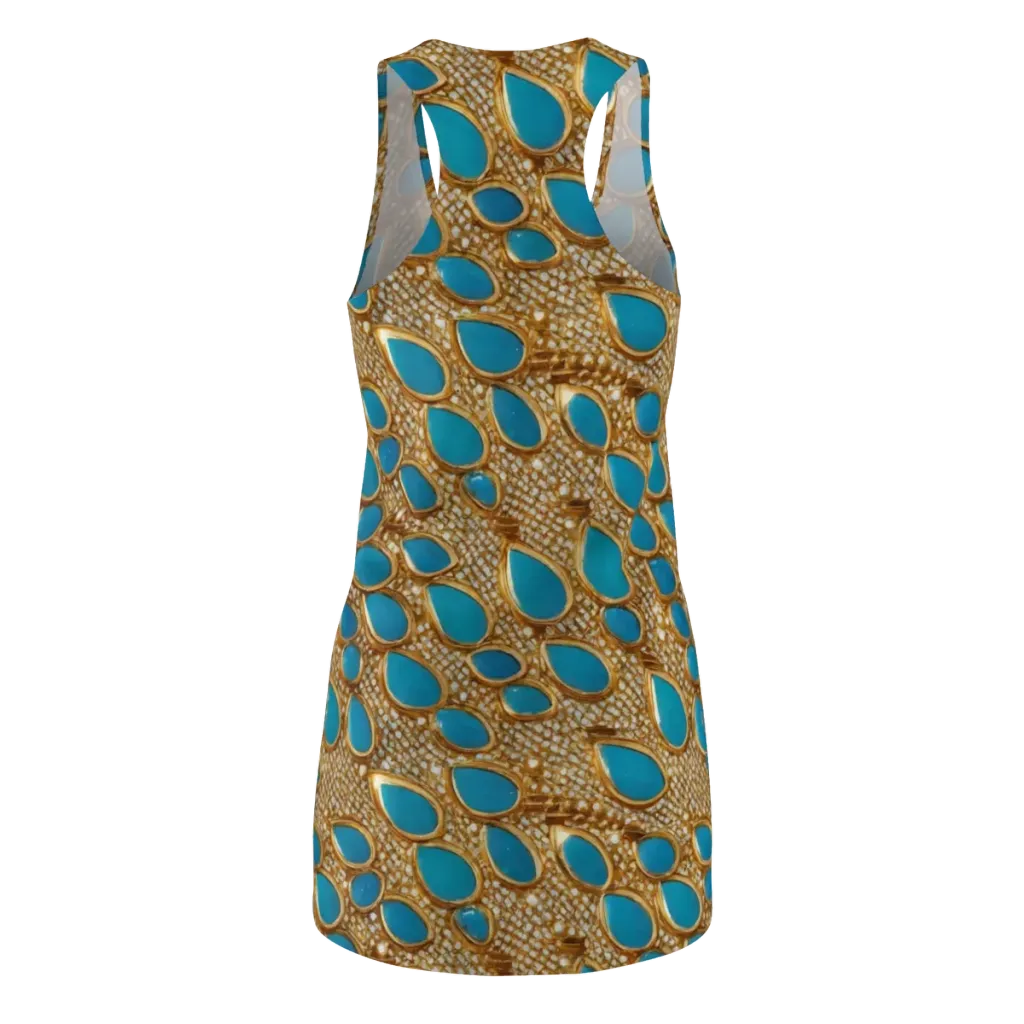 Aqua Gilded Mesh on Racerback Dress — Back