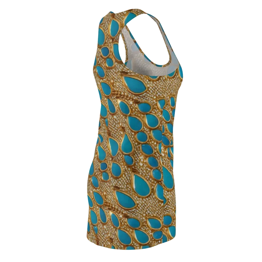 Aqua Gilded Mesh on Racerback Dress — Back Side