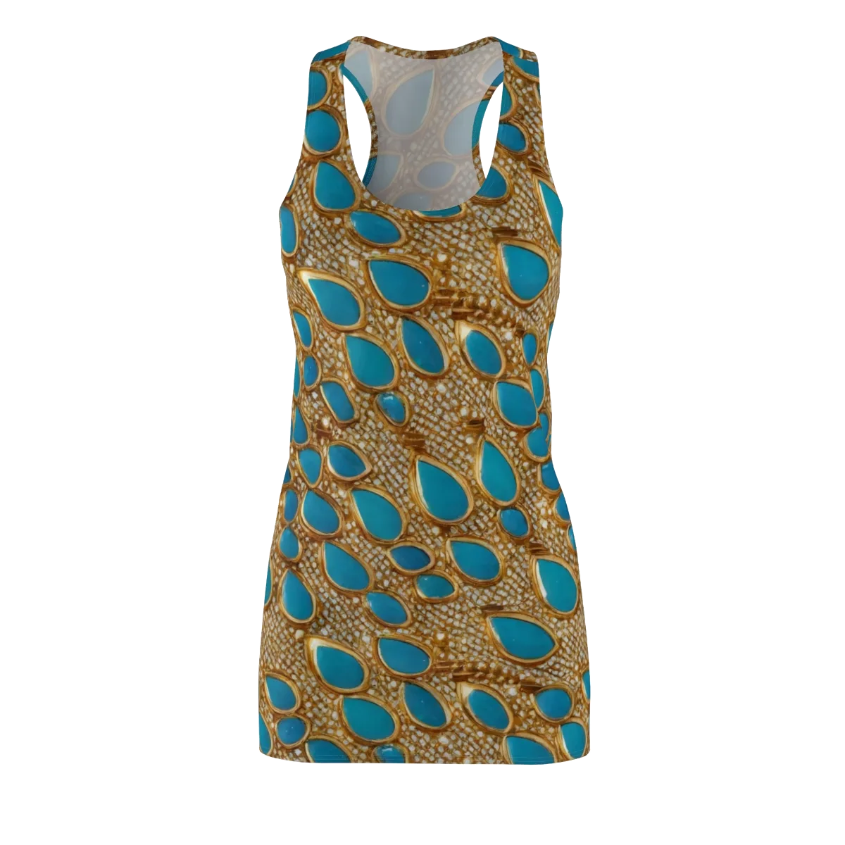Aqua Gilded Mesh on Racerback Dress — Front