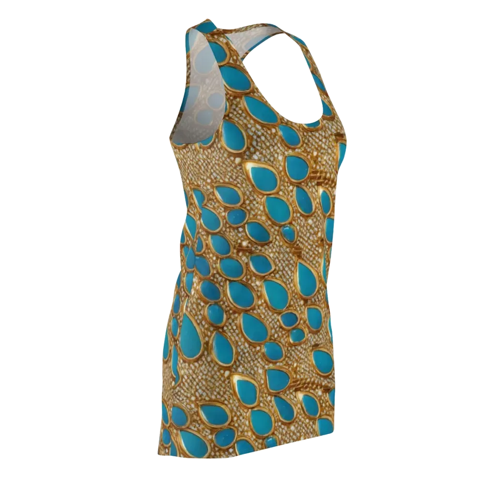 Aqua Gilded Mesh on Racerback Dress — Front Side