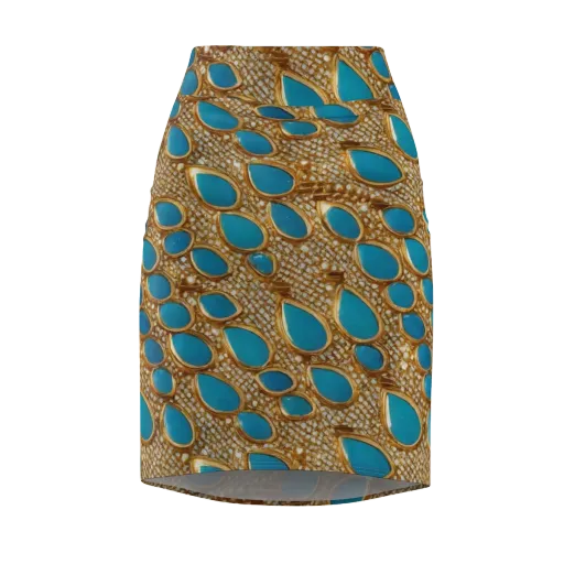 Aqua Gilded Mesh on a Pencil Skirt