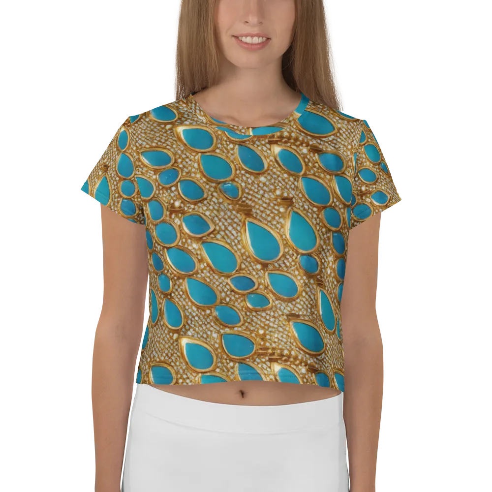 Aqua Gilded Mesh on Crop Tee — Front