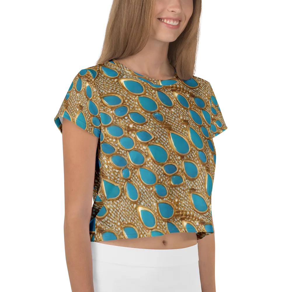 Aqua Gilded Mesh on Crop Tee — Right