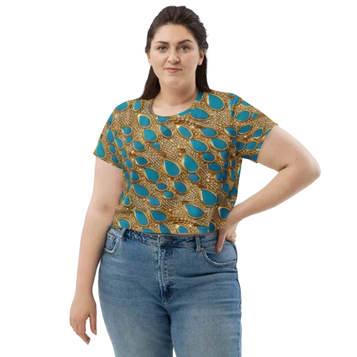 Aqua Gilded Mesh on a Crop Tee