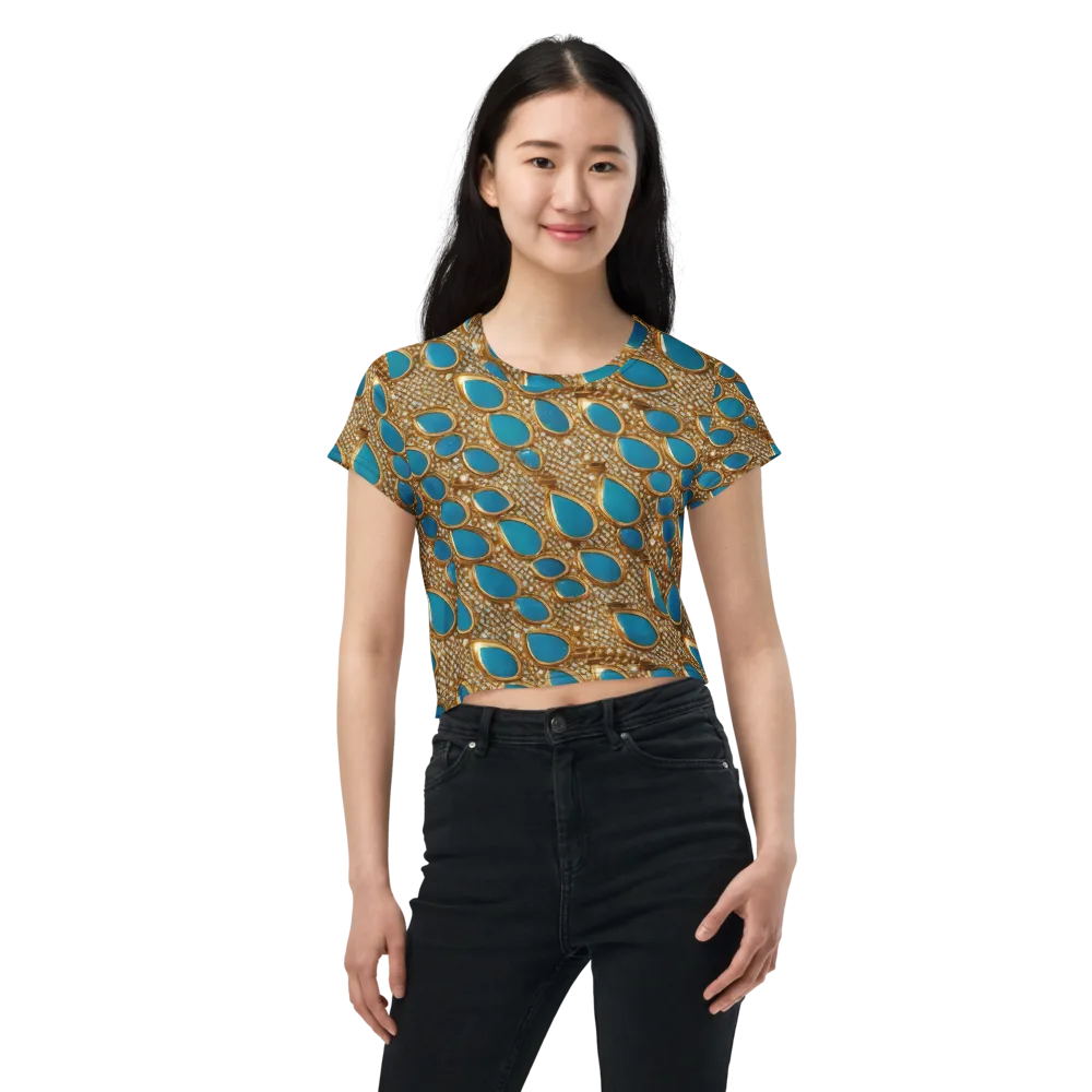 Aqua Gilded Mesh on Crop Tee — Front