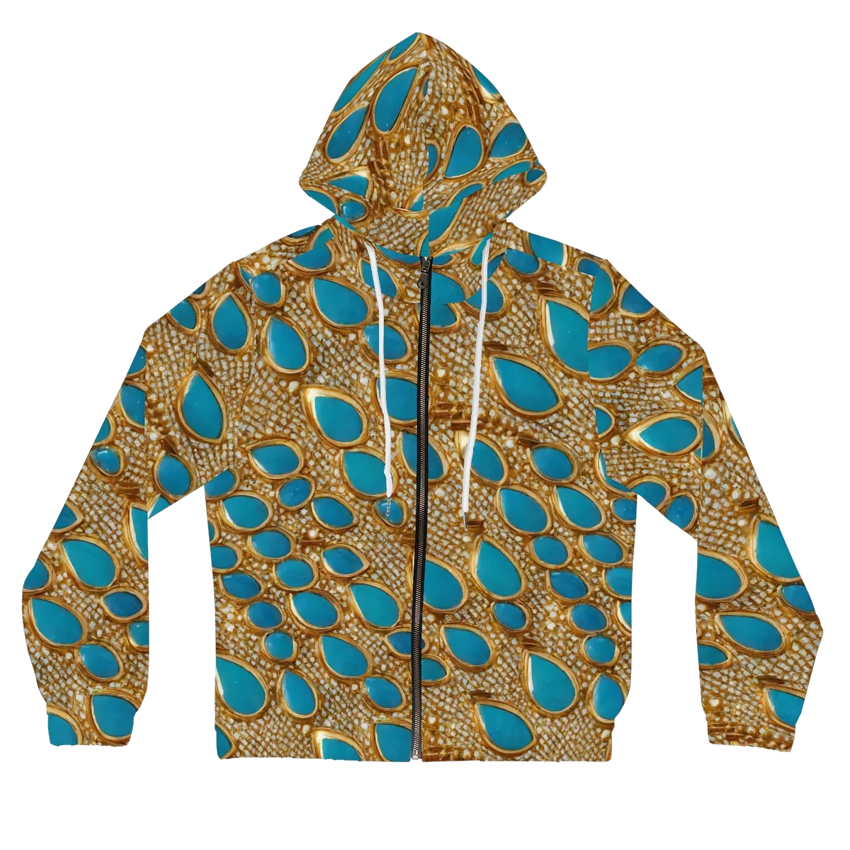 Aqua Gilded Mesh on Women's Full-Zip Hoodie — Front