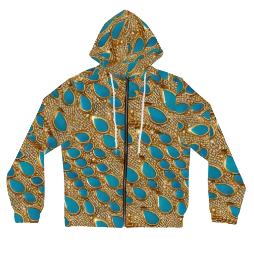 Aqua Gilded Mesh on a Women's Full-Zip Hoodie