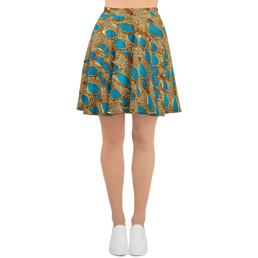 Aqua Gilded Mesh on Skater Skirt — Front