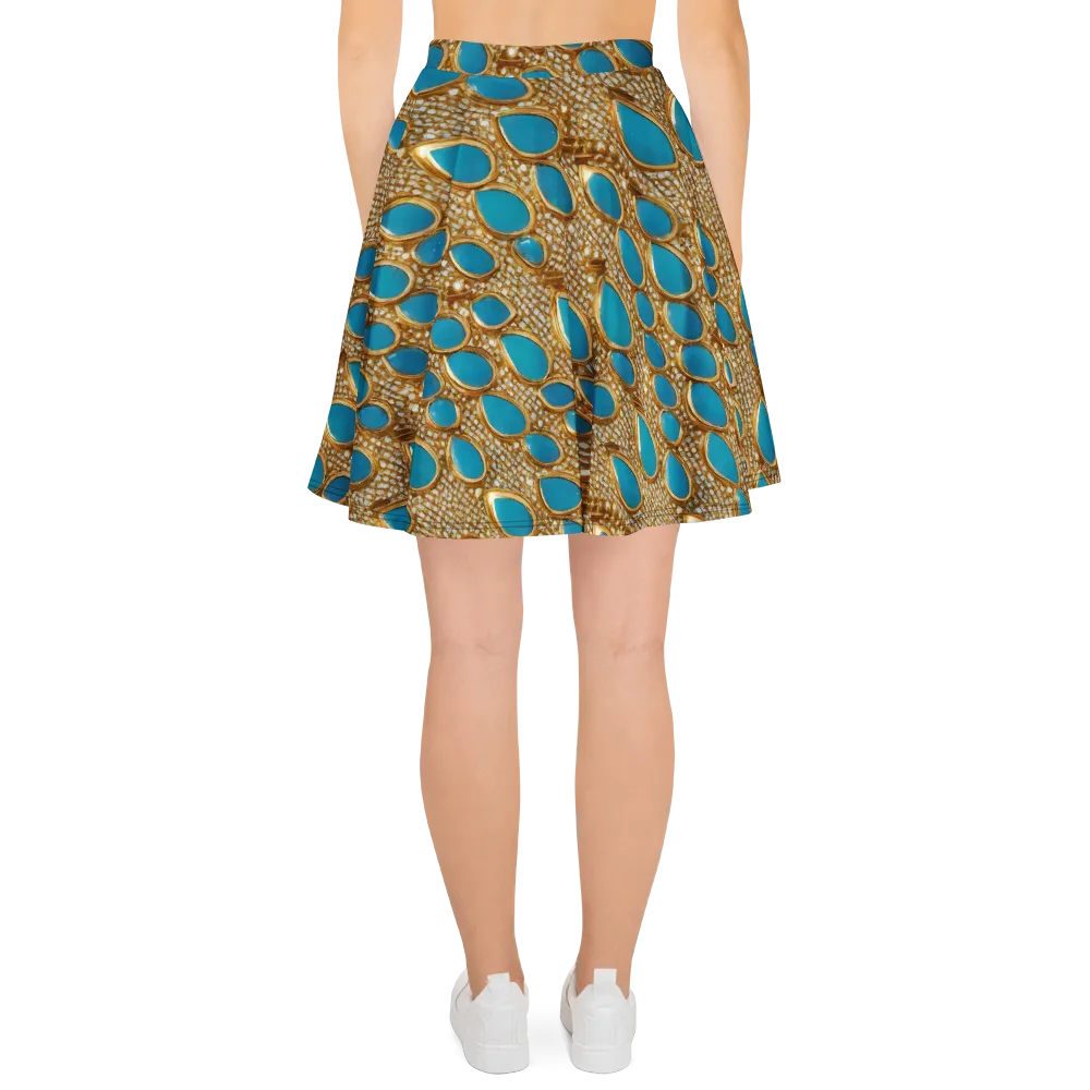 Aqua Gilded Mesh on Skater Skirt — Back