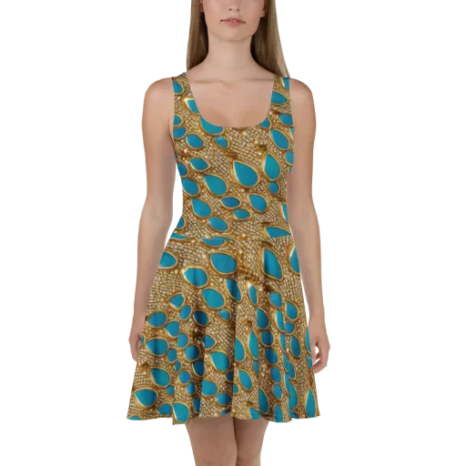 Aqua Gilded Mesh on a Skater Dress