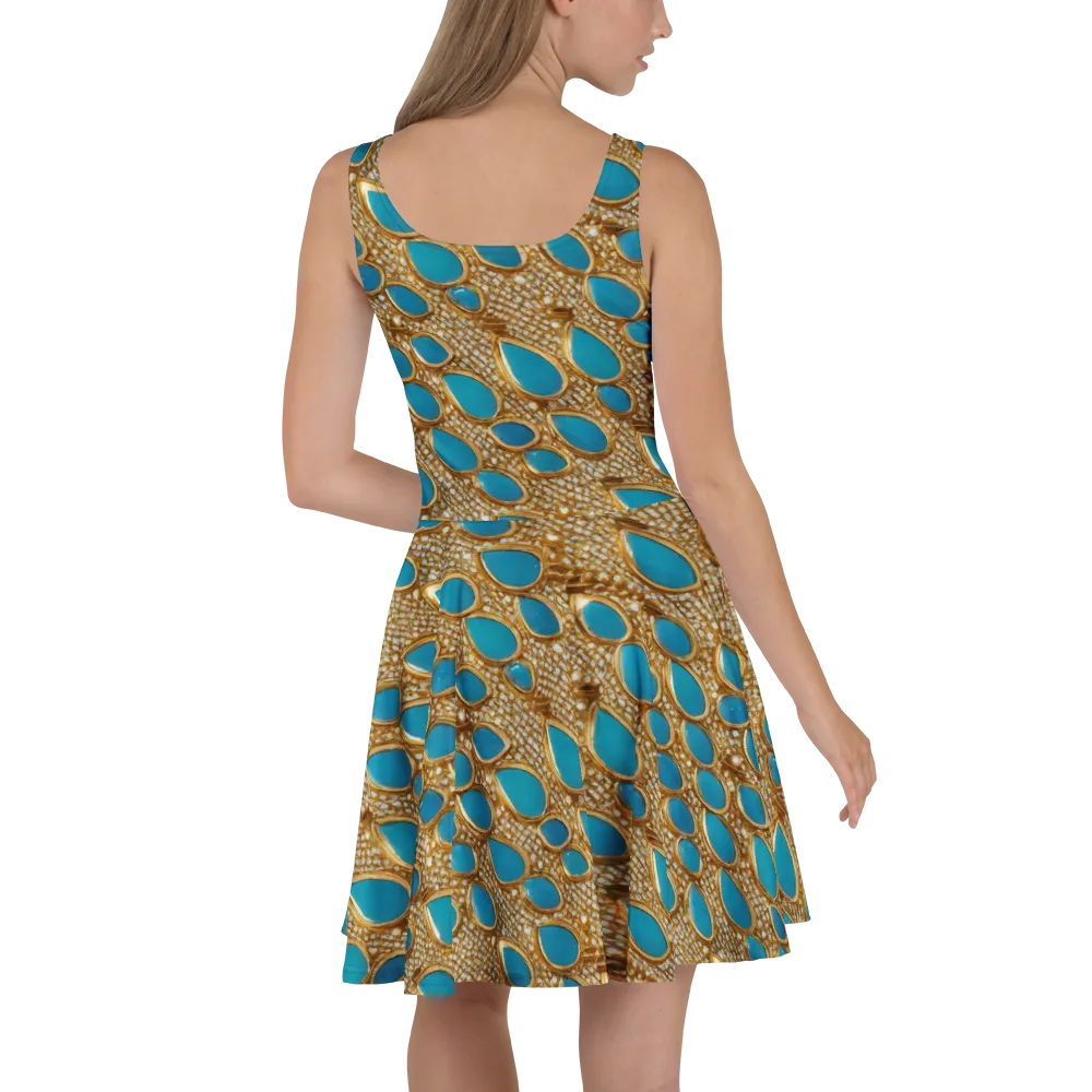 Aqua Gilded Mesh on Skater Dress — Back