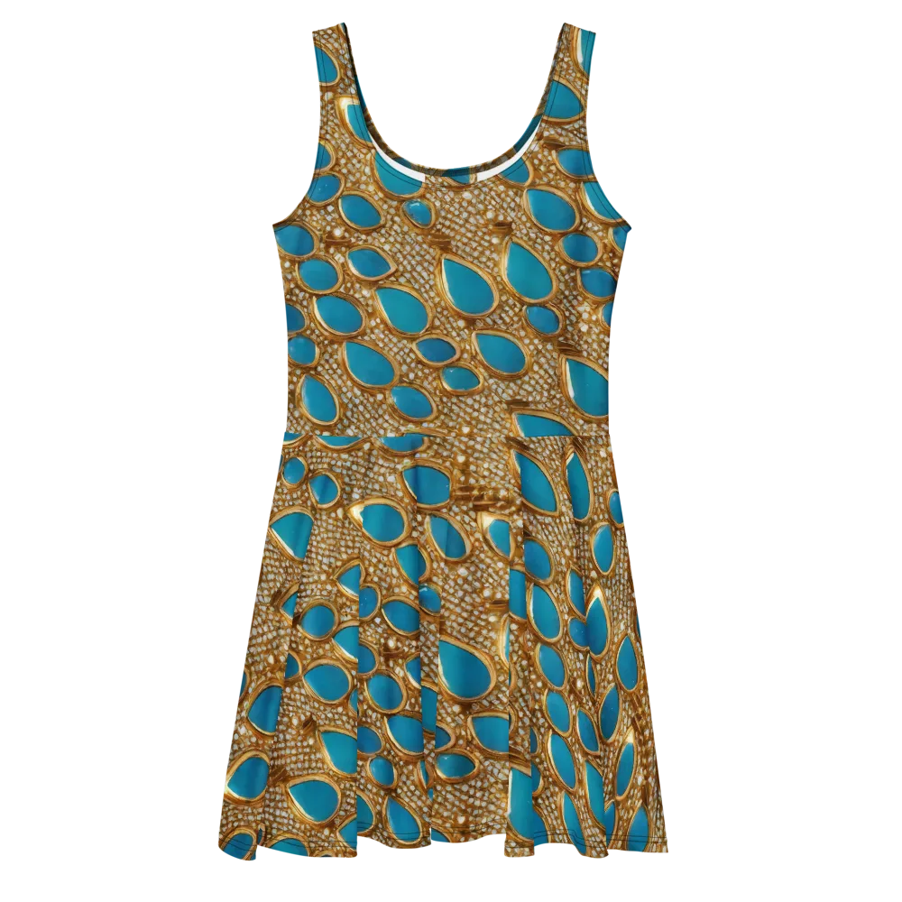 Aqua Gilded Mesh on Skater Dress — Front