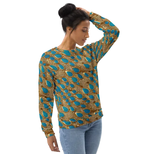 Aqua Gilded Mesh on a Sweatshirt