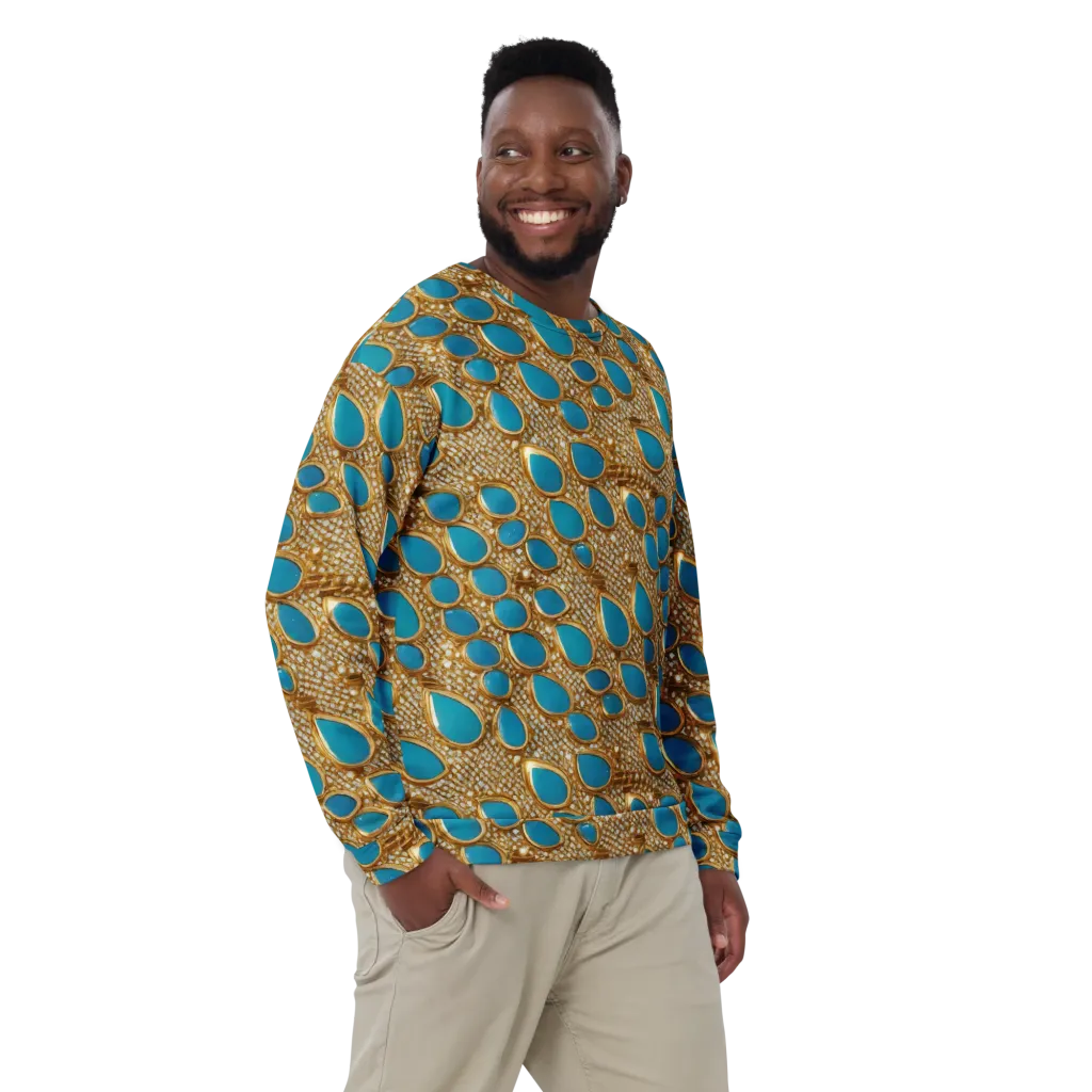 Aqua Gilded Mesh on Sweatshirt — Front