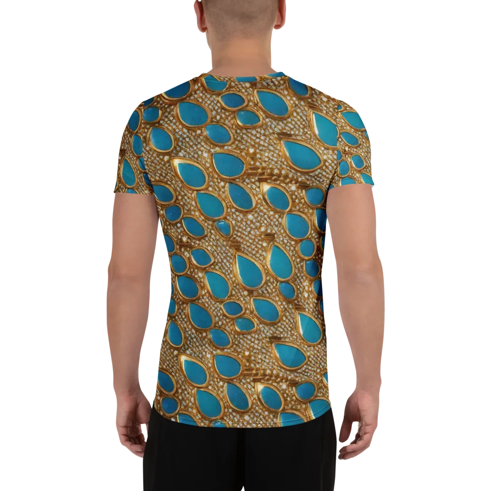 Aqua Gilded Mesh on Men's Athletic T-Shirt — Back