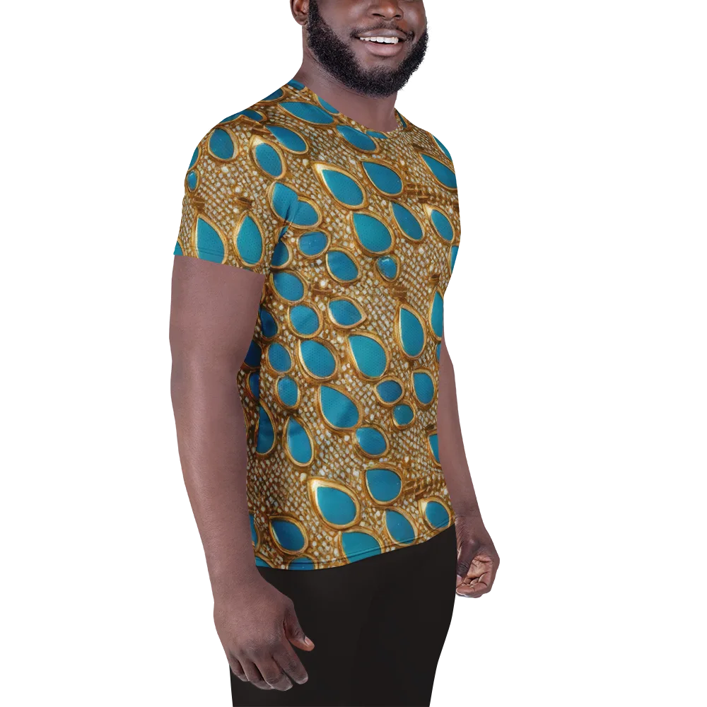 Aqua Gilded Mesh on Men's Athletic T-Shirt — Right