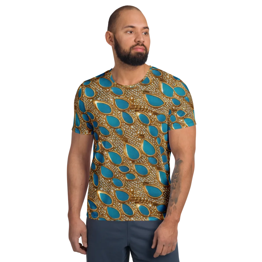 Aqua Gilded Mesh on Men's Athletic T-Shirt — Front