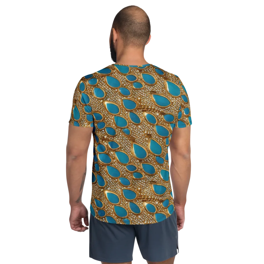 Aqua Gilded Mesh on Men's Athletic T-Shirt — Back