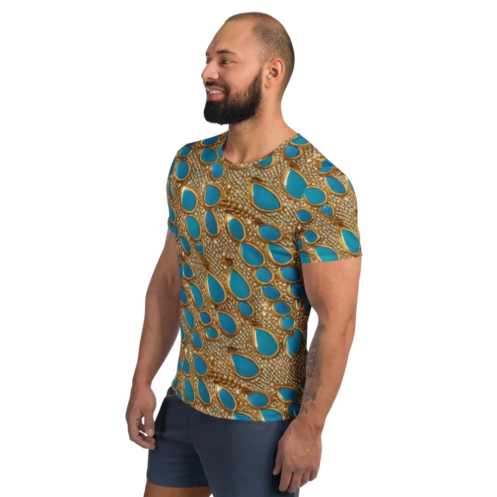 Aqua Gilded Mesh on Men's Athletic T-Shirt — Left