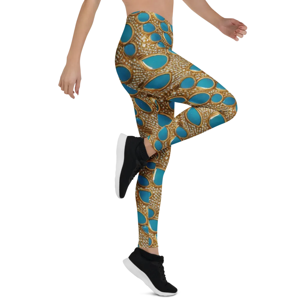 Aqua Gilded Mesh on Leggings — Right