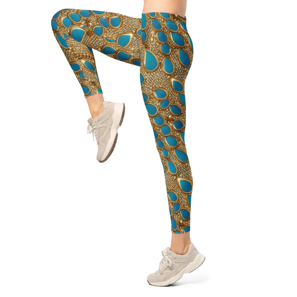 Aqua Gilded Mesh on Leggings — Left