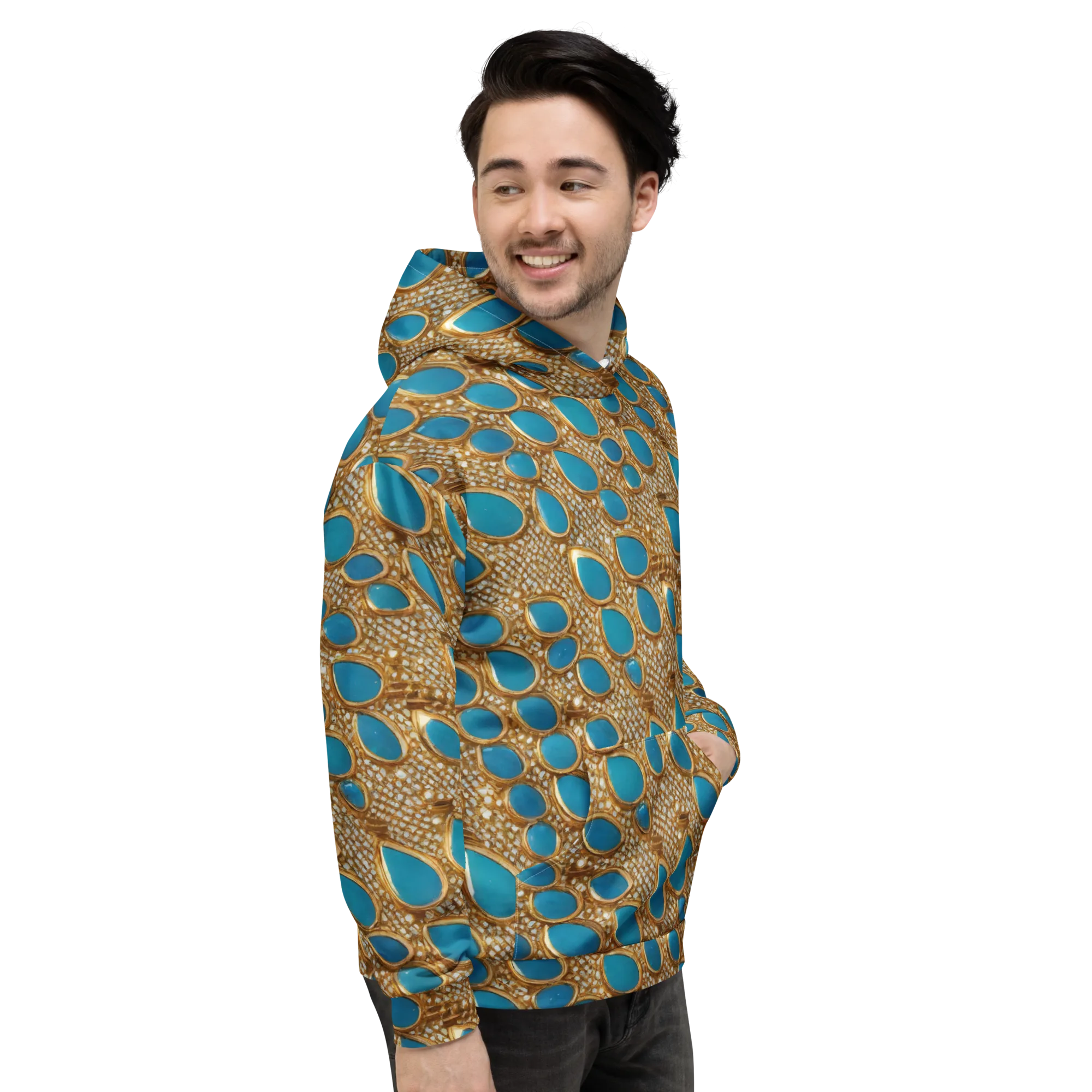 Aqua Gilded Mesh on Hoodie — Right