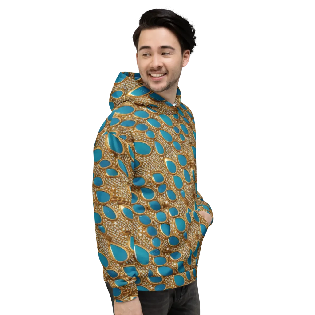 Aqua Gilded Mesh on Hoodie — Right