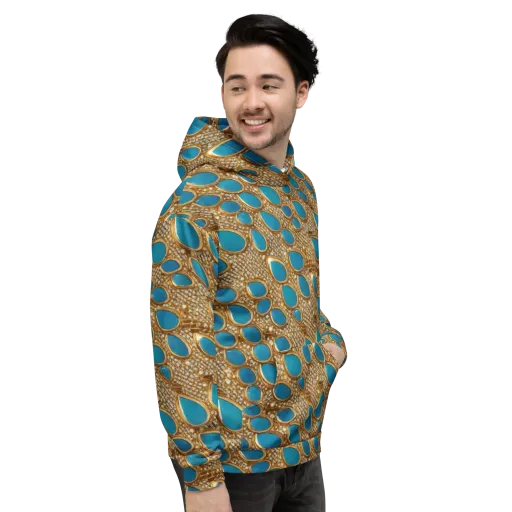 Aqua Gilded Mesh on a Hoodie