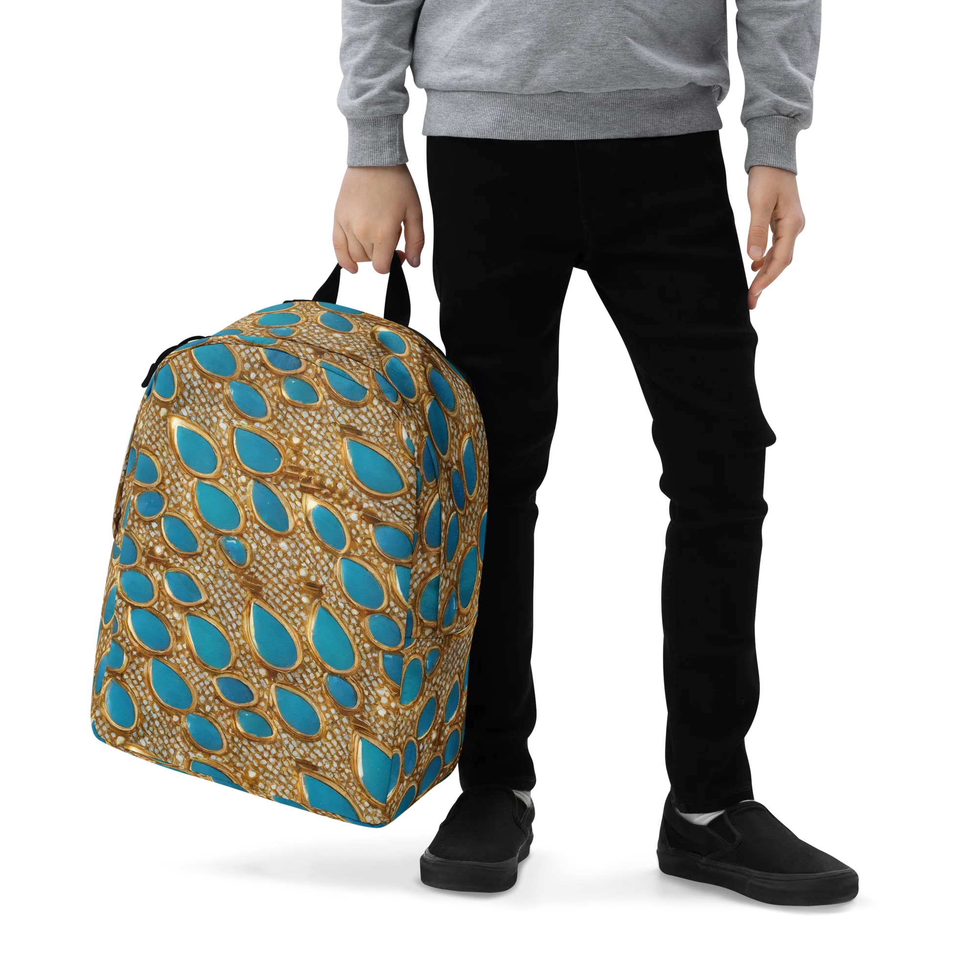 Aqua Gilded Mesh on Minimalist Backpack — Zoomed-in