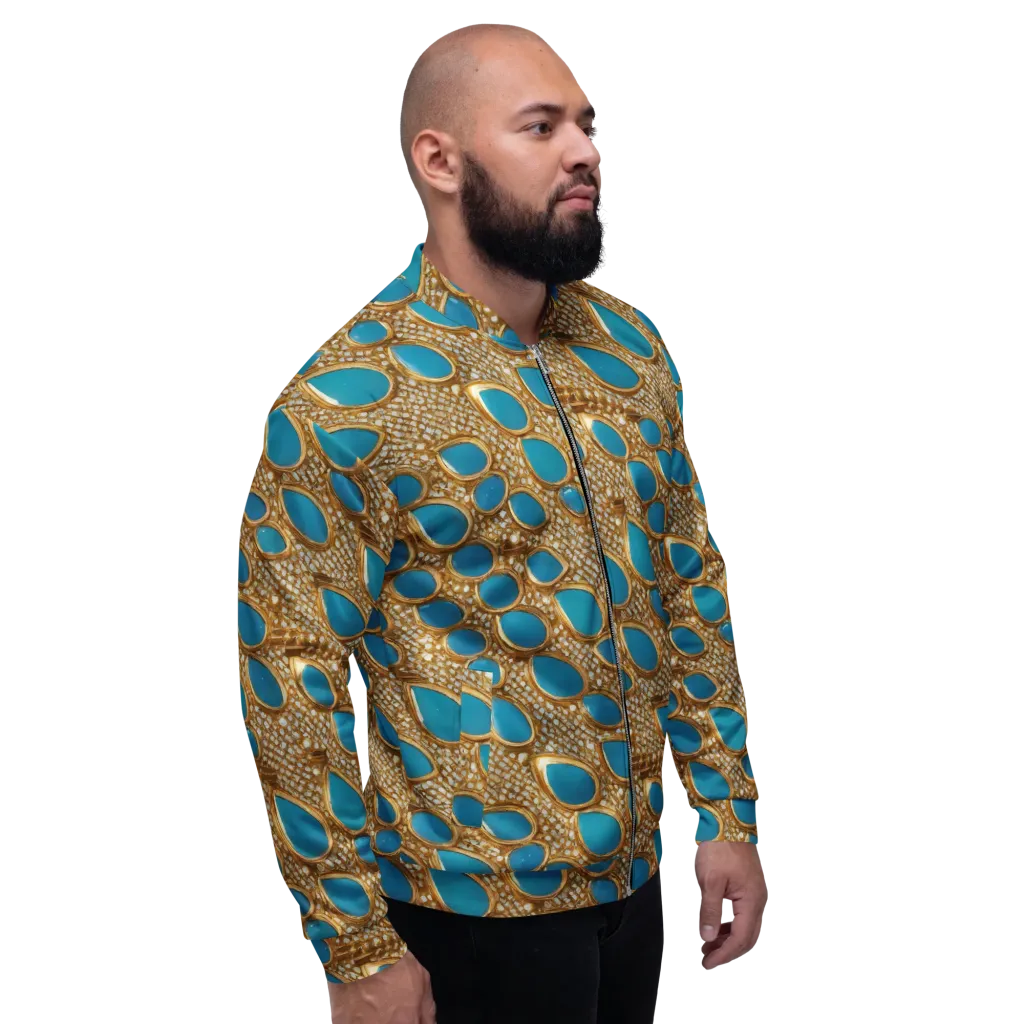 Aqua Gilded Mesh on Bomber Jacket — Right