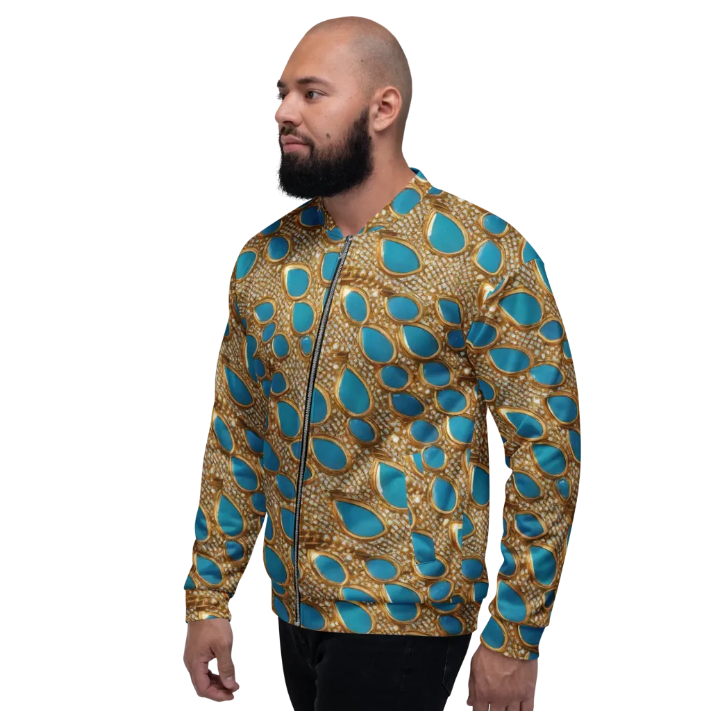Aqua Gilded Mesh on Bomber Jacket — Left