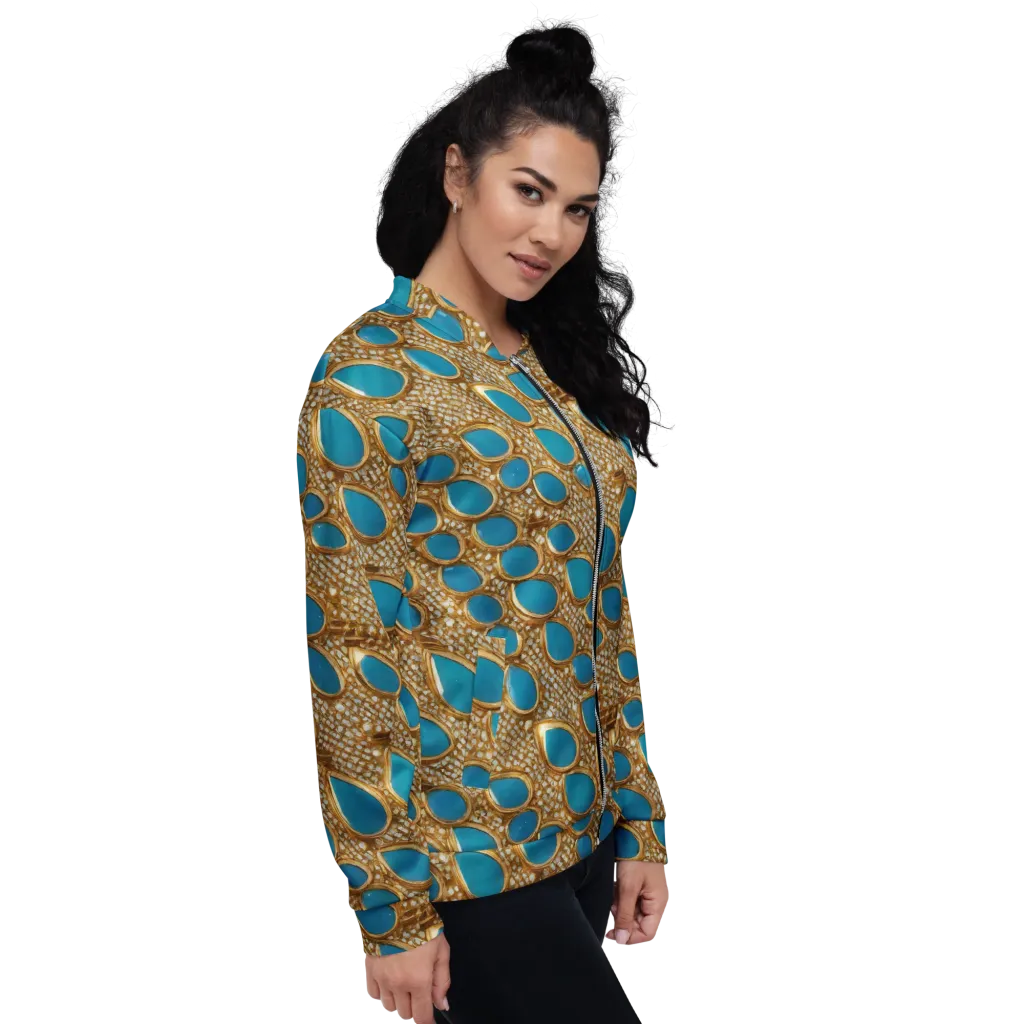 Aqua Gilded Mesh on Bomber Jacket — Right