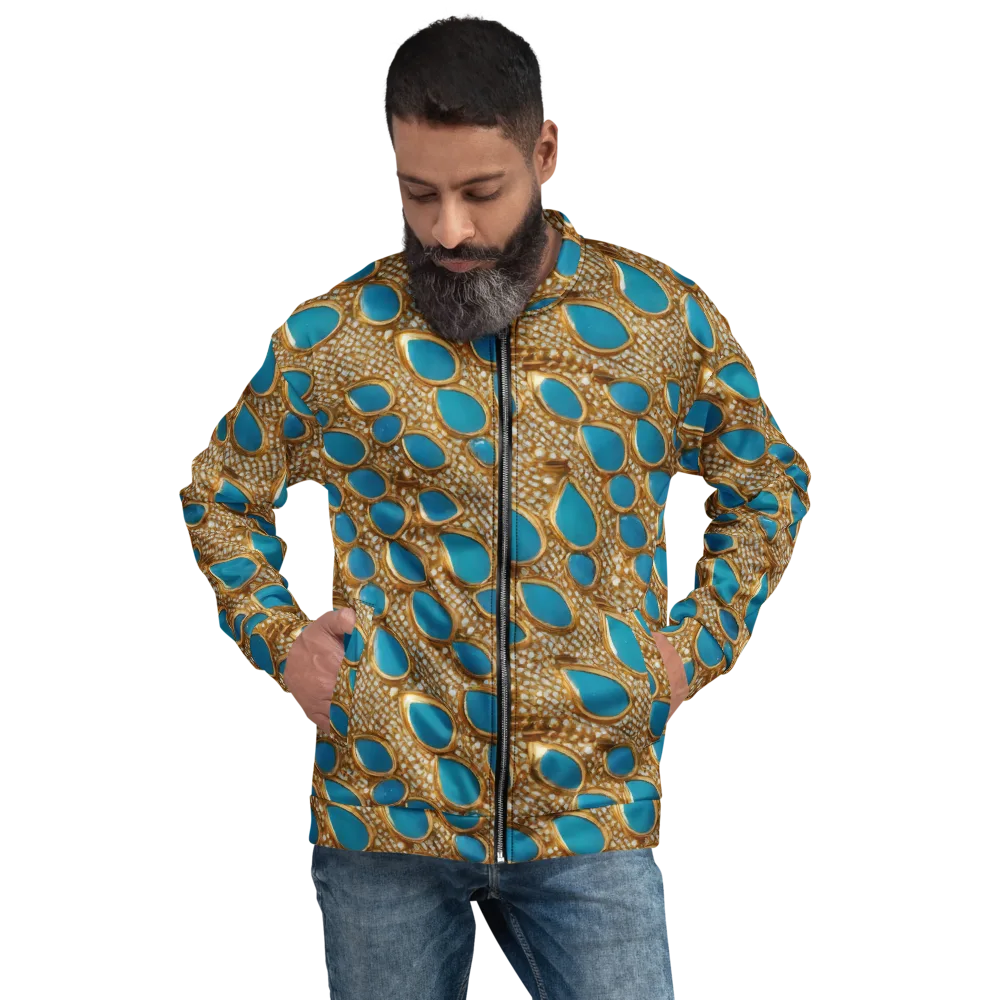 Aqua Gilded Mesh on Bomber Jacket — Front