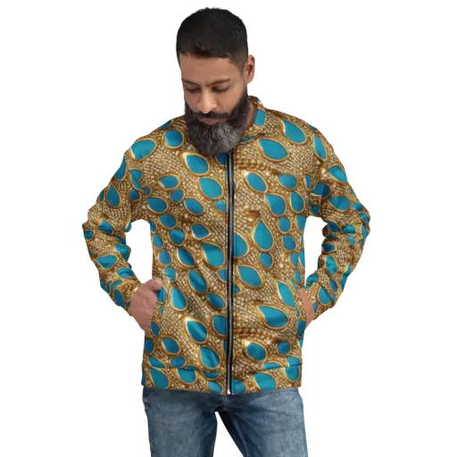 Aqua Gilded Mesh on a Bomber Jacket