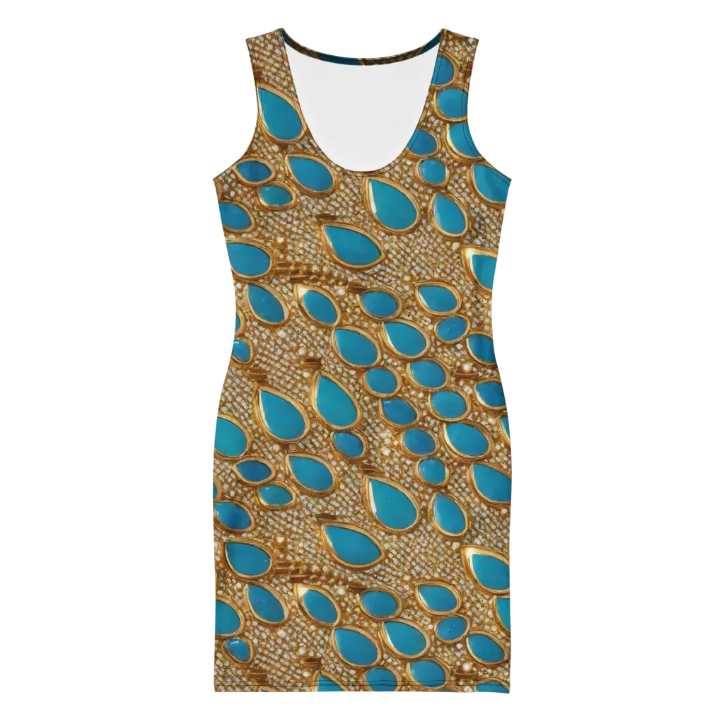 Aqua Gilded Mesh on Bodycon Dress — Front