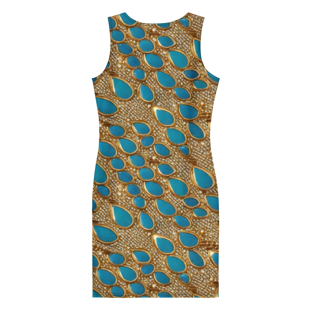 Aqua Gilded Mesh on Bodycon Dress — Back