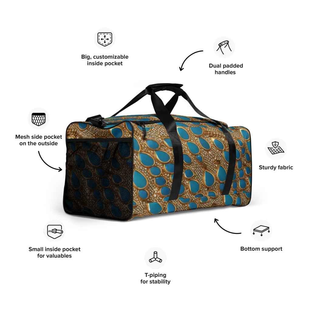 Aqua Gilded Mesh on Duffle Bag — Right Front