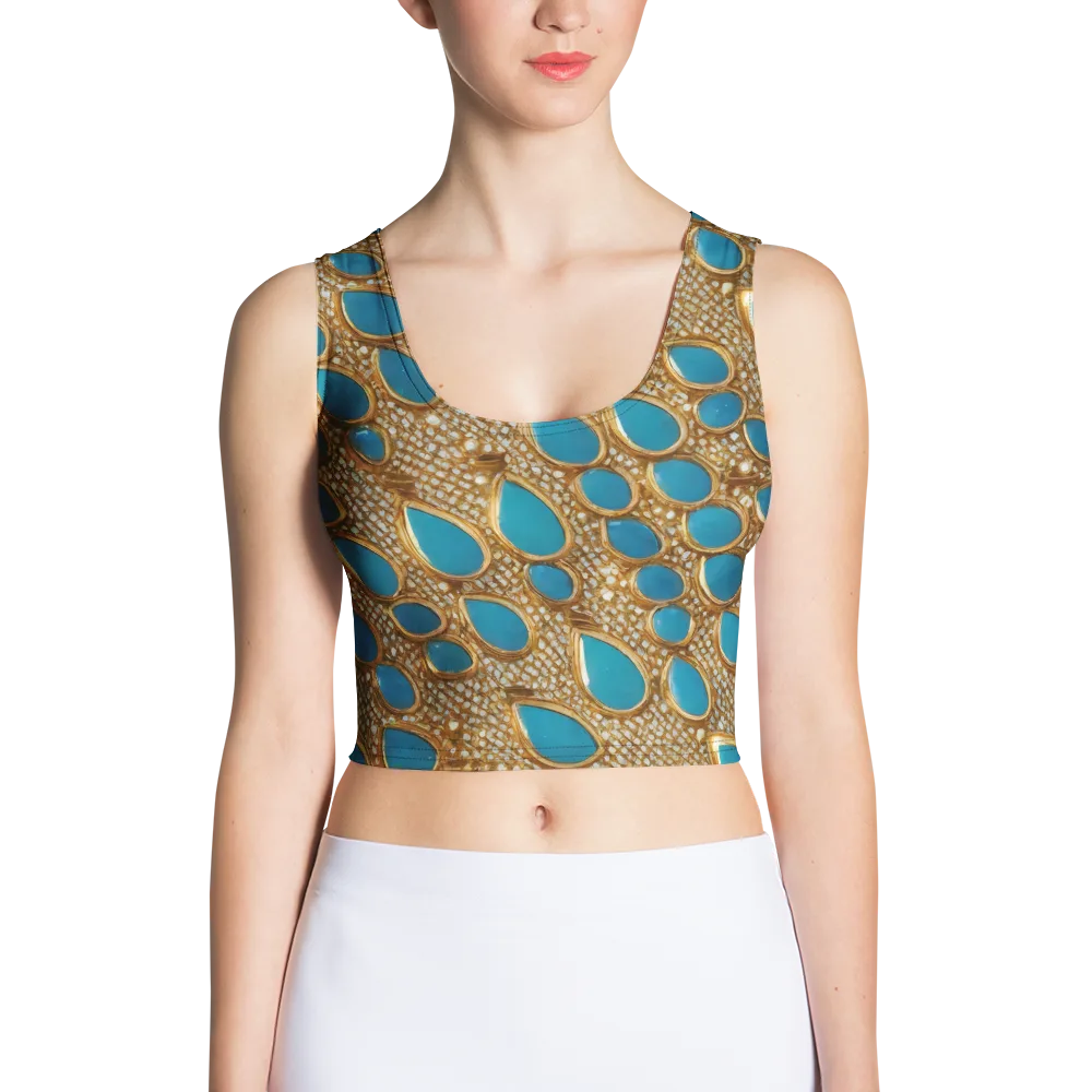 Aqua Gilded Mesh on Crop Top — Front