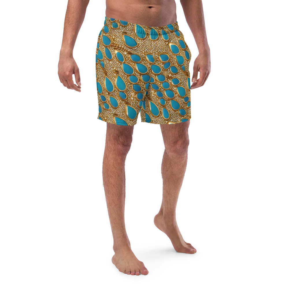 Aqua Gilded Mesh on Swim Trunks — Front