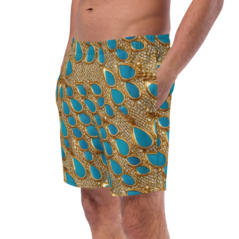 Aqua Gilded Mesh on Swim Trunks — Left Front
