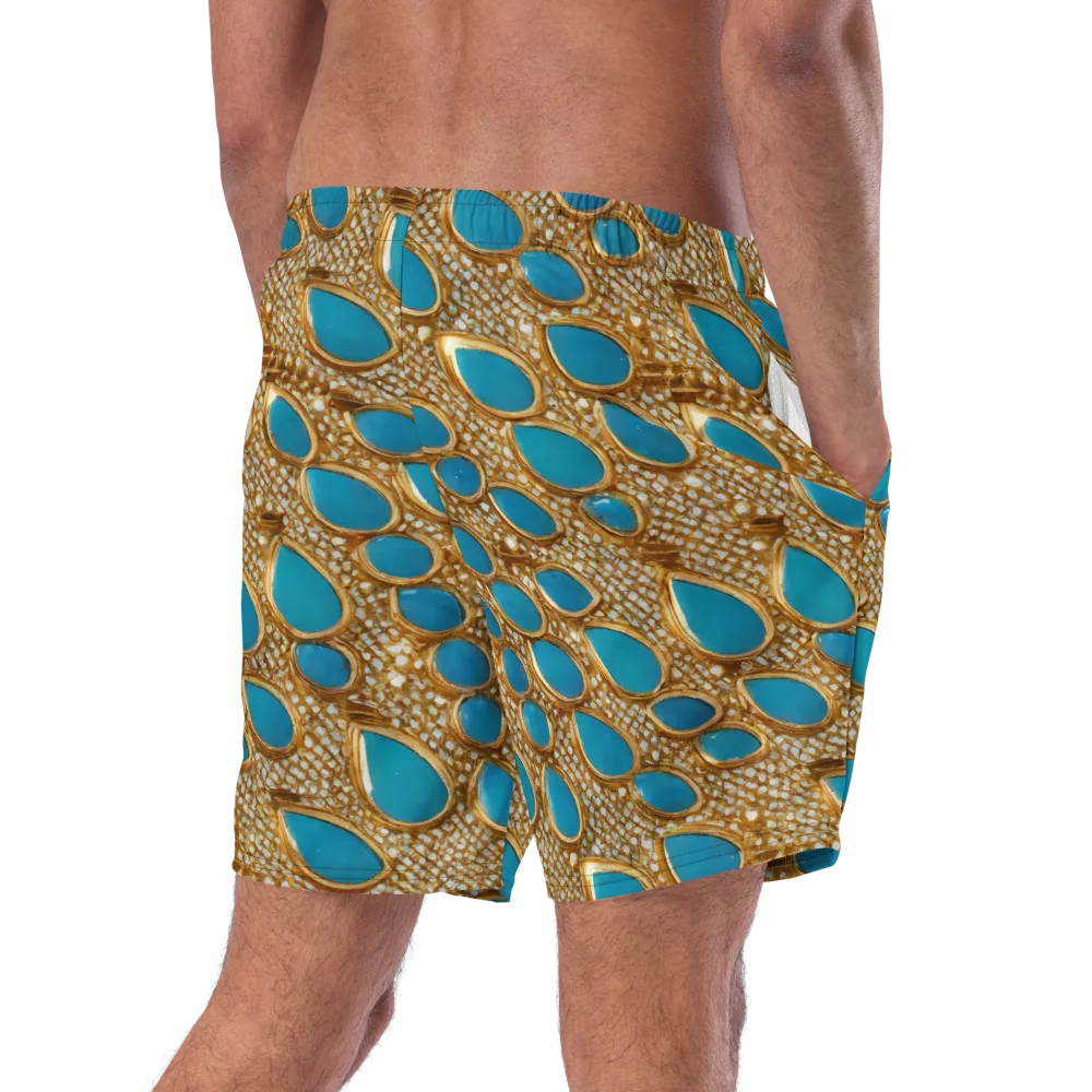 Aqua Gilded Mesh on Swim Trunks — Right Back