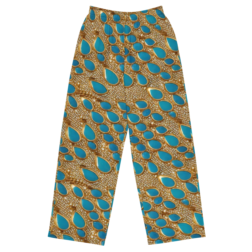 Aqua Gilded Mesh on Wide-Leg Pants — Front