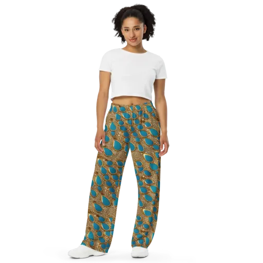 Aqua Gilded Mesh on a Wide-Leg Pants