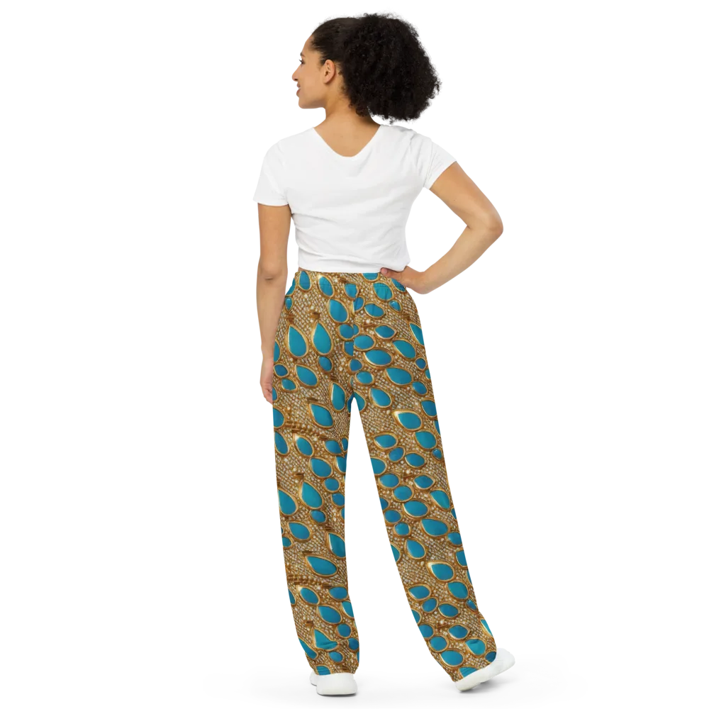 Aqua Gilded Mesh on Wide-Leg Pants — Back