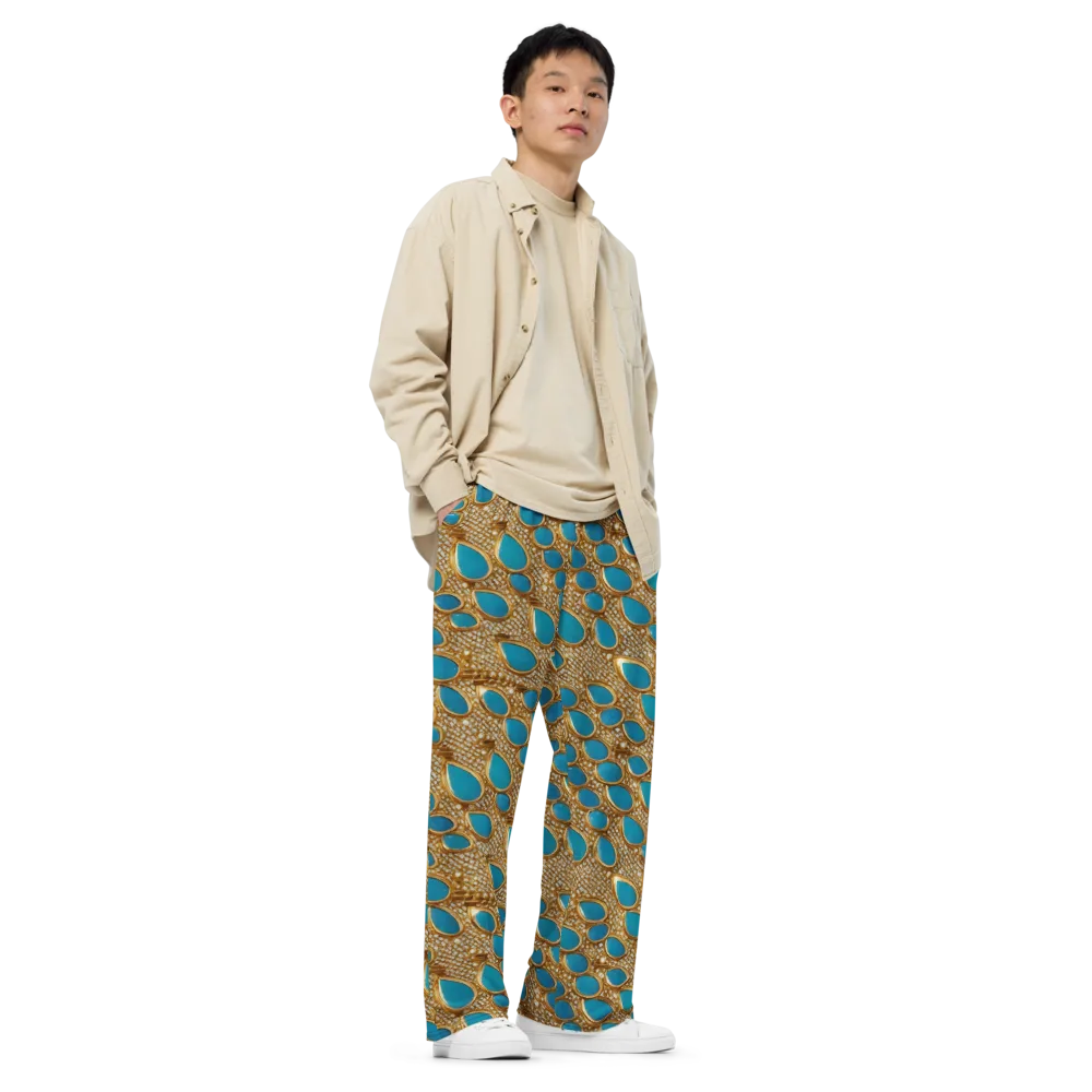Aqua Gilded Mesh on Wide-Leg Pants — Right Front