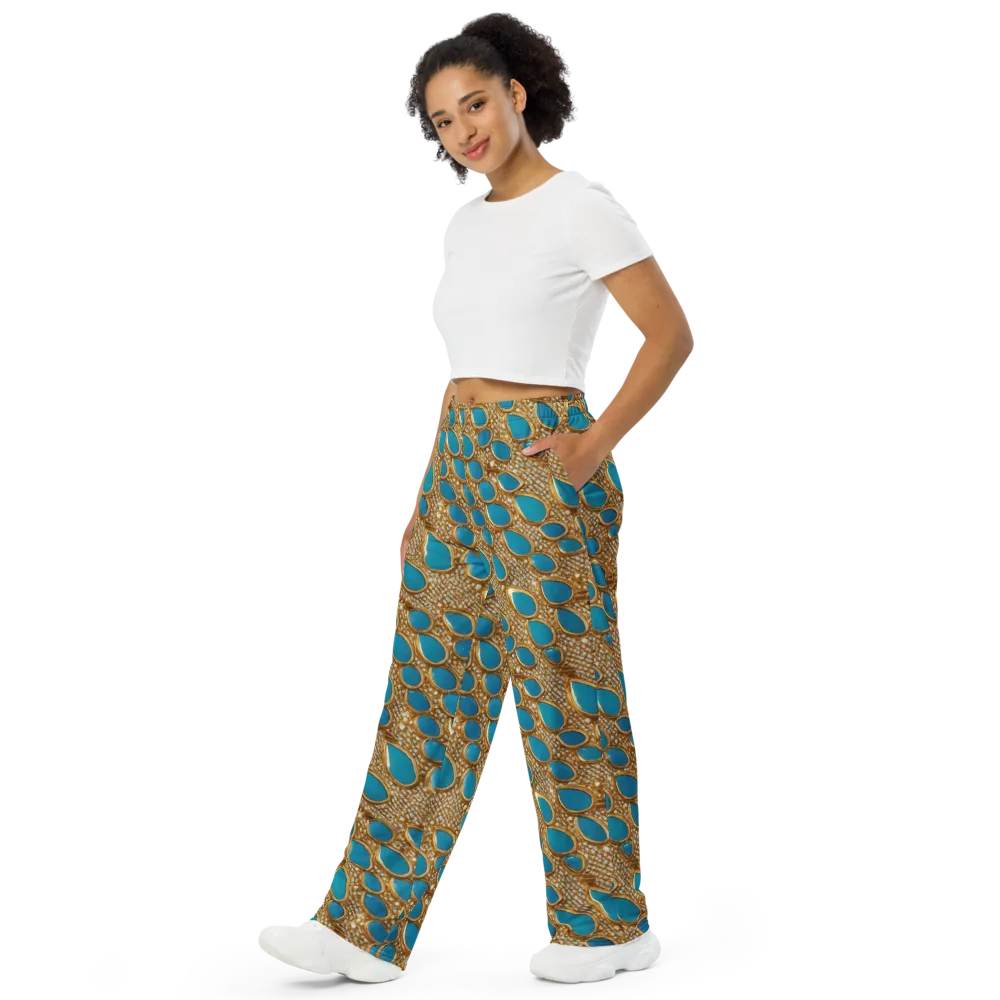 Aqua Gilded Mesh on Wide-Leg Pants — Left Front