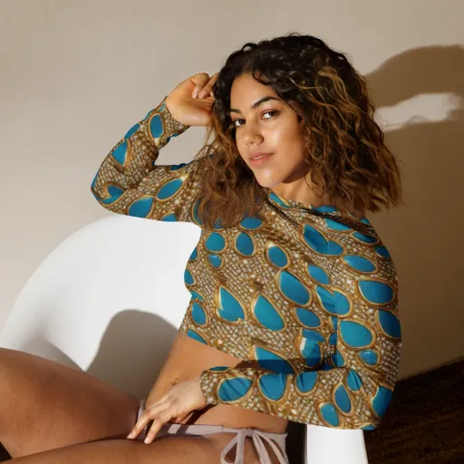 Aqua Gilded Mesh on a Long Sleeve Crop Top
